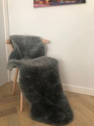 Grey Sheepskin Super Soft Short Haired Grey British Rug, Throw, Chair Cover, Nordic Interior, Gown Decor - thumbnail 1