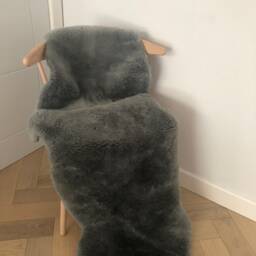 Grey Sheepskin Super Soft Short Haired Grey British Rug, Throw, Chair Cover, Nordic Interior, Gown Decor - thumbnail 2