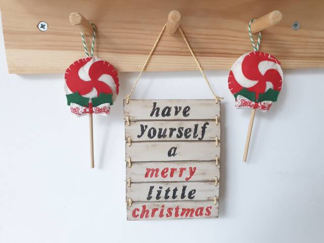 Merry Little Christmas Sign, Wall Art Decor, Xmas Hanging Wood Holiday Home Decor - image 1