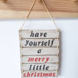 Merry Little Christmas Sign, Wall Art Decor, Xmas Hanging Wood Holiday Home Decor - thumbnail 4