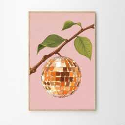 Retro Orange Disco Ball Art Canvas Poster, Trendy Wall Art, Kitchen Aesthetic Decor, Home Printed Gift - thumbnail 2