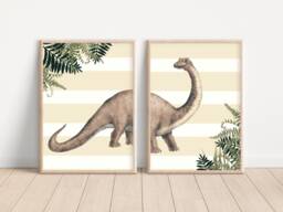 Set Of 2 Split Diplodocus Prints. Wall Art Perfect Kids, Teen & Nursery Wall Decor - Print Only - thumbnail 1