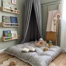 Tufted Floor Cushion, French Pillow, Kids Reading Nook, Toddler Play Mat, Cotton Bench Cushion - thumbnail 2