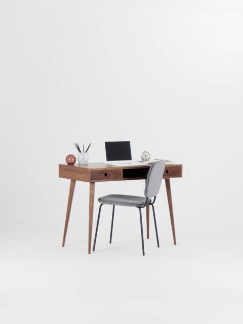 Walnut Desk With Drawers - Mid-Century Scandinavian Style Bureau - image 1