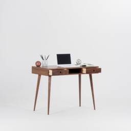 Walnut Desk With Drawers - Mid-Century Scandinavian Style Bureau - thumbnail 3