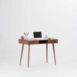 Walnut Desk With Drawers - Mid-Century Scandinavian Style Bureau - thumbnail 2