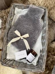 Grey Sheepskin Hot Water Bottle Cover, Silky Velvet Lining - thumbnail 1