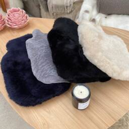 Grey Sheepskin Hot Water Bottle Cover, Silky Velvet Lining - thumbnail 3