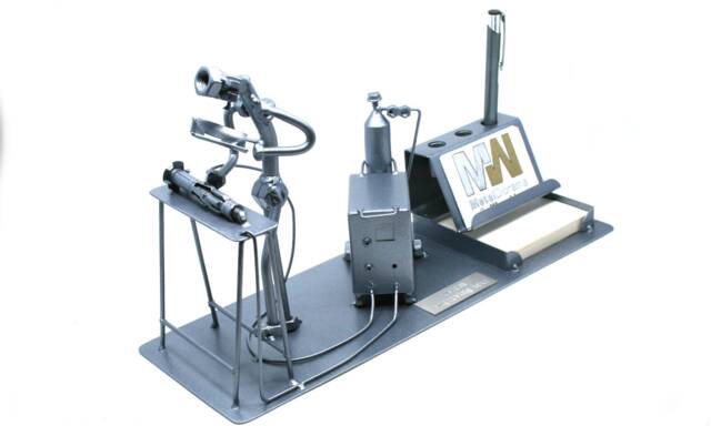 Handmade Welder Gift Nuts & Bolts Metal Sculpture Business Card Holder, Personalized Decorative Object Welded Art, Scrap Art - image 1