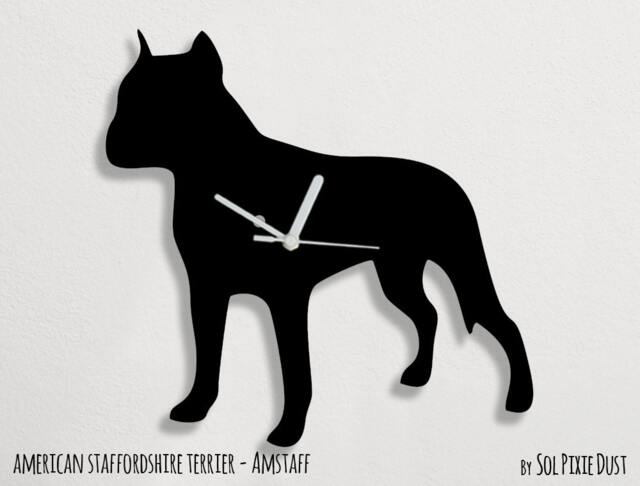 American Staffordshire Terrier Dog - Wall Clock Silhouette - image 1