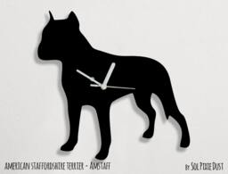 American Staffordshire Terrier Dog - Wall Clock Silhouette - thumbnail 1