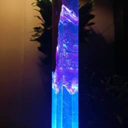 Purple Blaze Resin Lamp Olive Wood Art Deco Night Light - thumbnail 4