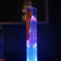 Purple Blaze Resin Lamp Olive Wood Art Deco Night Light - thumbnail 2