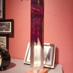 Purple Blaze Resin Lamp Olive Wood Art Deco Night Light - thumbnail 3