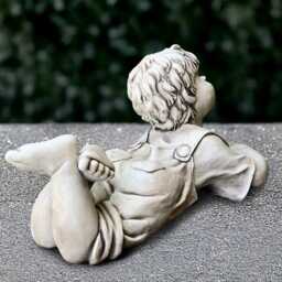 stone Laying Boy Sculpture Concrete Children Reading Book Figurine Relaxing Ornament Memorial Decoration Boy Lover Gift - thumbnail 4