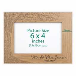 Personalised Wooden Photo Frame - Engraved Tree Design Custom Couples Gift Wedding Anniversary Home D??cor Va201 - thumbnail 3