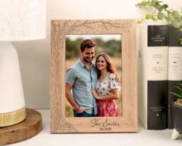 Personalised Wooden Photo Frame - Engraved Tree Design Custom Couples Gift Wedding Anniversary Home D??cor Va201