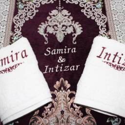 Personalised Embroidered Towels Hand, Wudhu Towel Personal Gift Name 100% Egyptian Quality Soft Towels, Wedding - thumbnail 3