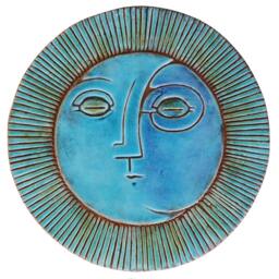 Handmade Ceramic Sun & Moon Wall Art Turquoise/Blue/Green Home Decor - 30cm - thumbnail 2
