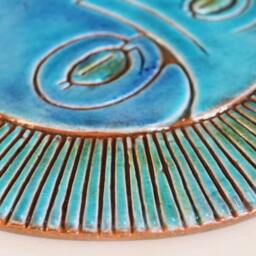 Handmade Ceramic Sun & Moon Wall Art Turquoise/Blue/Green Home Decor - 30cm - thumbnail 3