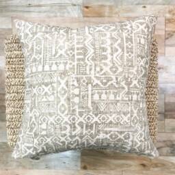 Neutral Ikat Pillow Cover, Logan, Cream & Tan Cotton - thumbnail 4