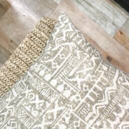 Neutral Ikat Pillow Cover, Logan, Cream & Tan Cotton - thumbnail 3