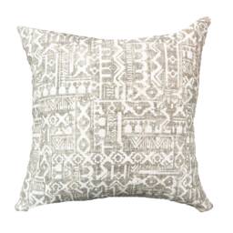 Neutral Ikat Pillow Cover, Logan, Cream & Tan Cotton - thumbnail 1