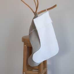 Linen Christmas Stocking With Scalloped Edge - Scandinavian Holiday Decor - thumbnail 4
