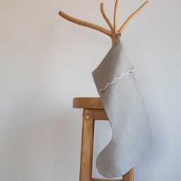 Linen Christmas Stocking With Scalloped Edge - Scandinavian Holiday Decor - thumbnail 3