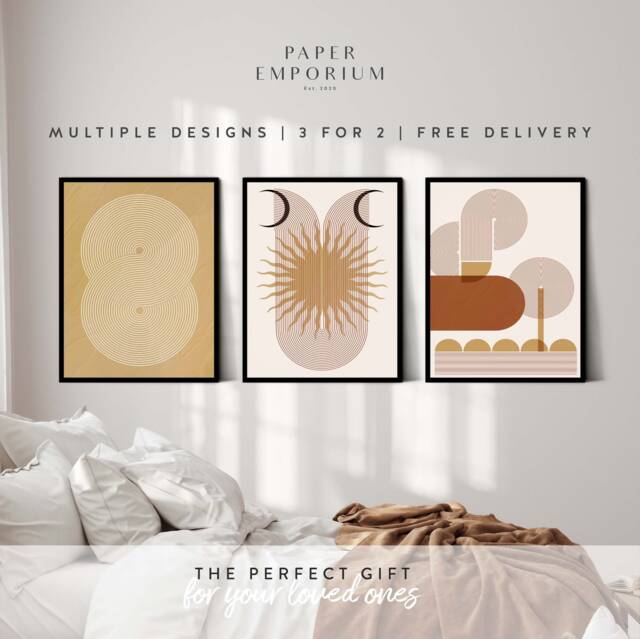 Classic Boho Prints 3 For 2, Custom Colour Print - Home, Kitchen, Bathroom Decor, Modern , Bedroom Print, Stylish Colours - image 1