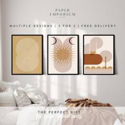 Classic Boho Prints 3 For 2, Custom Colour Print - Home, Kitchen, Bathroom Decor, Modern , Bedroom Print, Stylish Colours - thumbnail 1