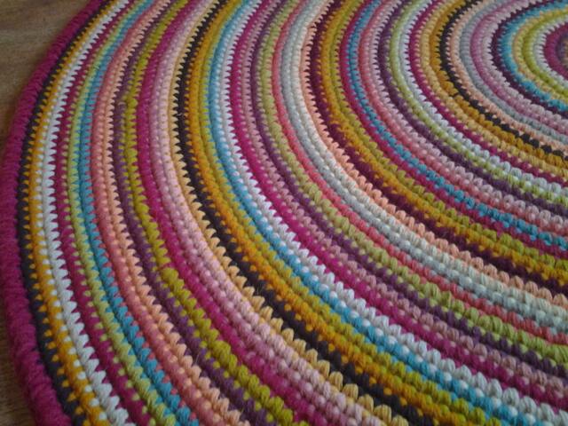 Handmade Wool Round Rug Colorful Crochet Area Rug - image 1