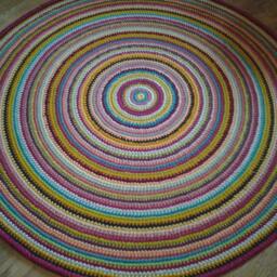 Handmade Wool Round Rug Colorful Crochet Area Rug - thumbnail 3