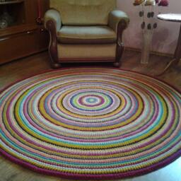 Handmade Wool Round Rug Colorful Crochet Area Rug - thumbnail 2