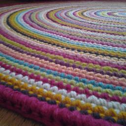 Handmade Wool Round Rug Colorful Crochet Area Rug - thumbnail 4