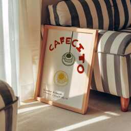 Cafecito Print, Coffee Trendy Cafe Retro Kitchen Poster, Colourful Art Hand Drawn Unframed - thumbnail 3