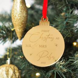 Personalised First Christmas As Mr & Mrs Onrmanet Married Bauble Decoration Gift For Couple Gifts - thumbnail 2