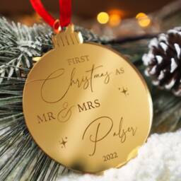 Personalized First Christmas Mr & Mrs Ornament, Newlywed Bauble