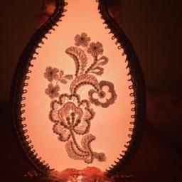 Flower Fairy Lamp Nightlight Pink Floral Fabric Pearl Appliques Trim Handmade - thumbnail 3