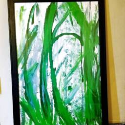 Framed Abstract Painting Print, Wall Art, Emerald Green Art D??cor, Jungle - thumbnail 2