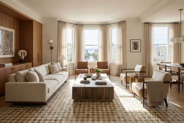 Beige & White Houndstooth Patchwork Cowhide Rug - Graphic Leather Rug, Handmade, Custom Size - image 1