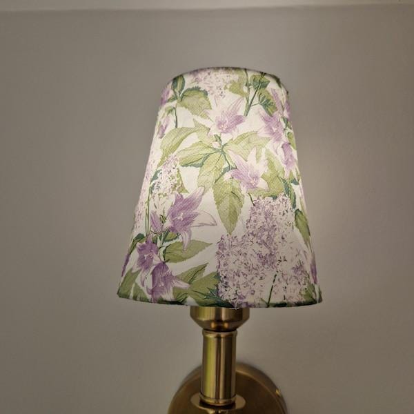 Beautiful Decoupaged Wisteria Lilac Floral Clip-On Lampshades. Candle Lamp Shade. Chandalier - image 1