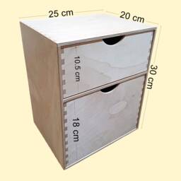 Unpainted Wooden Drawer Box For Decoupage - Type Big 2 Drawers - thumbnail 2