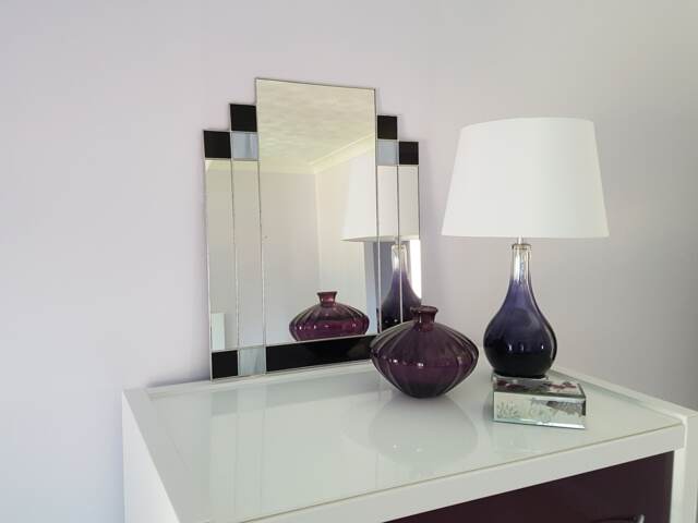 Art Deco Wall Mirror-Rectangular Stained Glass Hand Crafted - image 1
