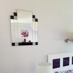 Art Deco Wall Mirror-Rectangular Stained Glass Hand Crafted - thumbnail 3