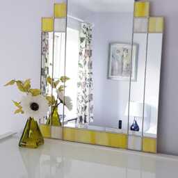 Art Deco Wall Mirror-Rectangular Stained Glass Hand Crafted - thumbnail 4