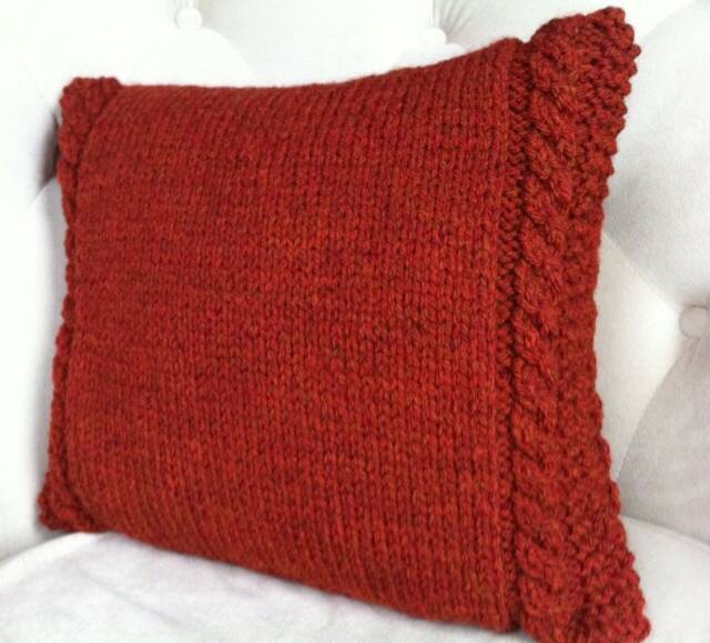 Decorative Pillow, Cable Knit Pillow Cover in Spice Color - image 1