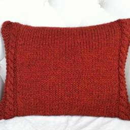 Decorative Pillow, Cable Knit Pillow Cover in Spice Color - thumbnail 2
