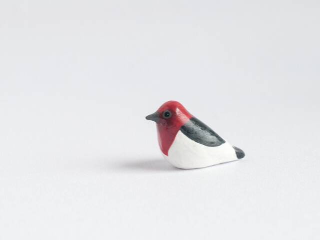 Red Headed Woodpecker Miniature - Bird Figurine - image 1