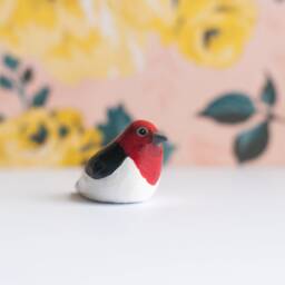 Red Headed Woodpecker Miniature - Bird Figurine - thumbnail 2